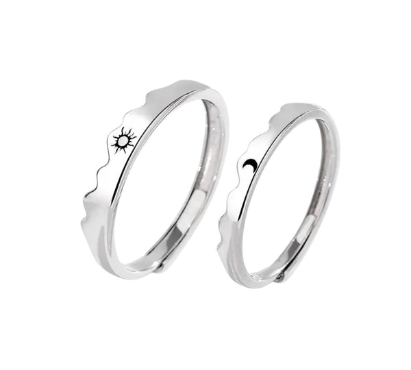 925 Sterling Silber Freundschaftsringe & Partnerringe mit Sonne & Mond Design