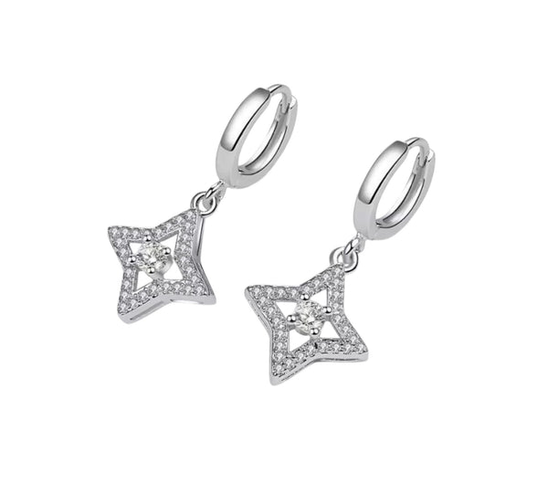 925 Sterling Silber Creolen | Stern Anhänger Ohrringe mit Zirkonia ✨