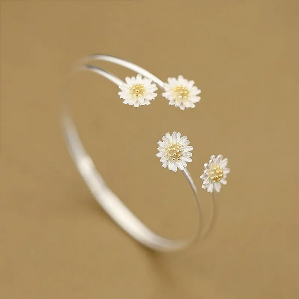 Armreif Blumen Goldn Sterling Silber 925 Armband Damen Armkette