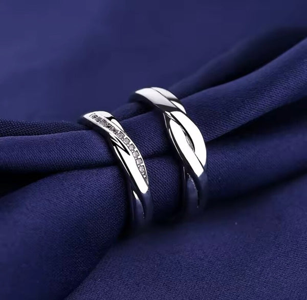 Damen Herren Set Partnerringe | Verdrehte Elegante Twist-Optik mit Zirkonia" ✨💍