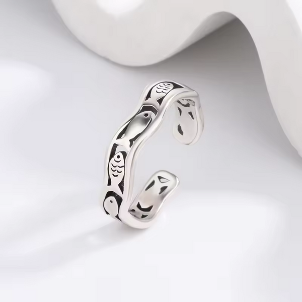 Ring mit Fisch-Motiv, Sterlingsilber 925, geschwärzt ,wählbare Größe.