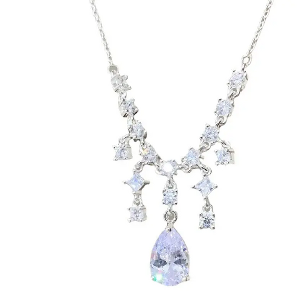 Damen Halskette Anhänger Oval- Zirkonia Sterling Silber 925