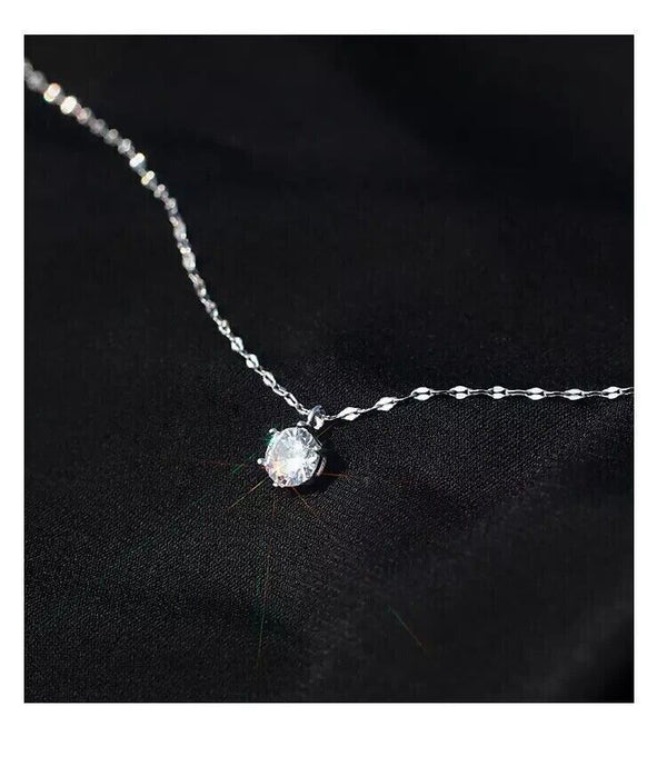 Halskette mit Anhänger Rund echt Sterling Silber 925 Zirkonia Damen