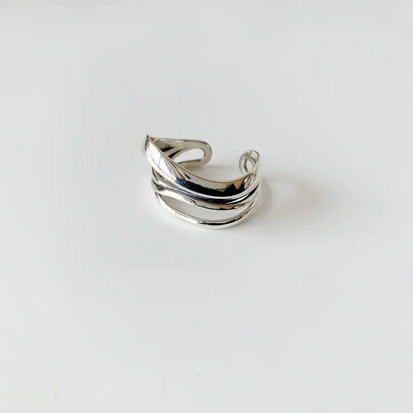 Silber 925 ring für Damen – Geschwärzt Verstellbarer 1 Ring , verdreht em Design