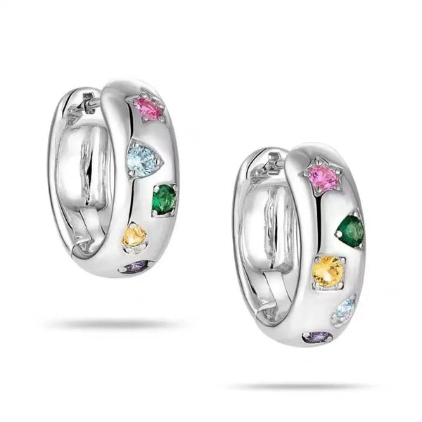 Creolen Stern Platiniert Mutli Farbe Damen Ohrringe