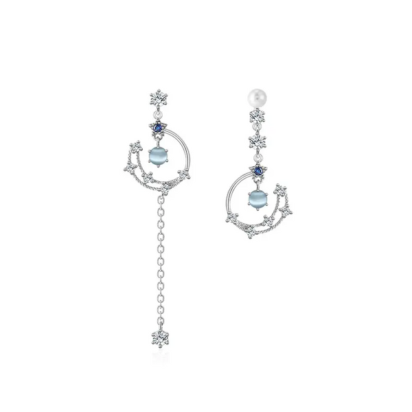 Ohrstecker Stern Anhänger Mondstein echt Sterling Silber 925 Damen Ohrringe