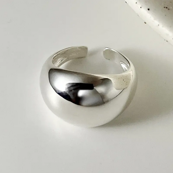 925 Silberring mit Modernem, Breitem Design und Hochglanzpolitur