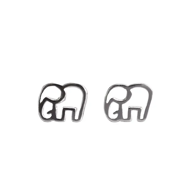 Silber 925 Ohrstecker Elefant Design, 7 mm, Butterfly-Verschluss