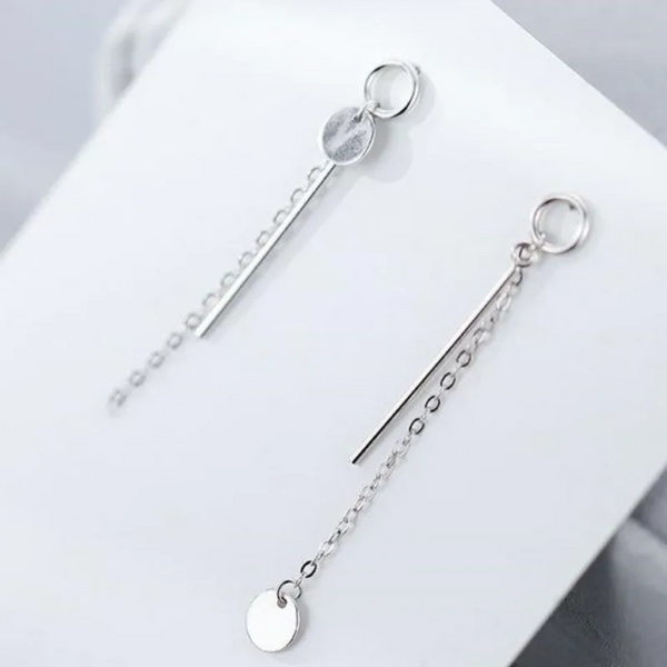 Ohrstecker mit Anhänger Kette Rund Silber 925 Damen Ohrringe