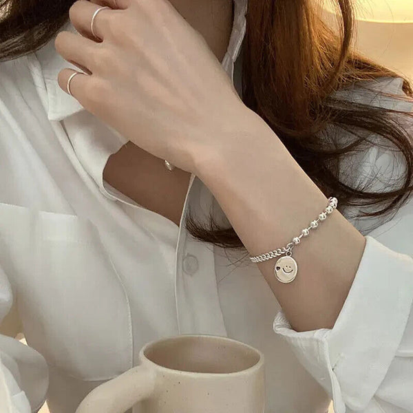 Armband Lachen Silber 925  Kugel Damen Armkette 17+3 cm