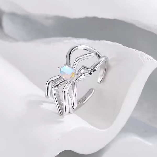 Damenring mit Spinnenmotiv, Sterling Silber 925, Zirkonia, größenverstellbar