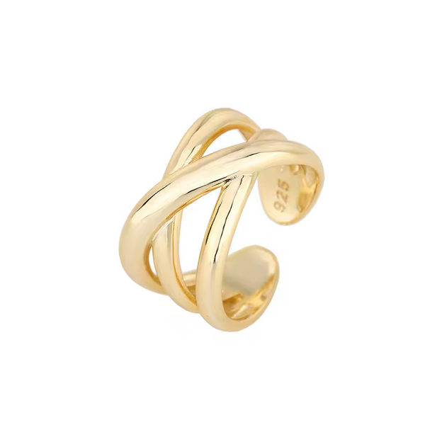 Damenring mehrschichtigem Verdreht -Design, Sterling Silber 925,