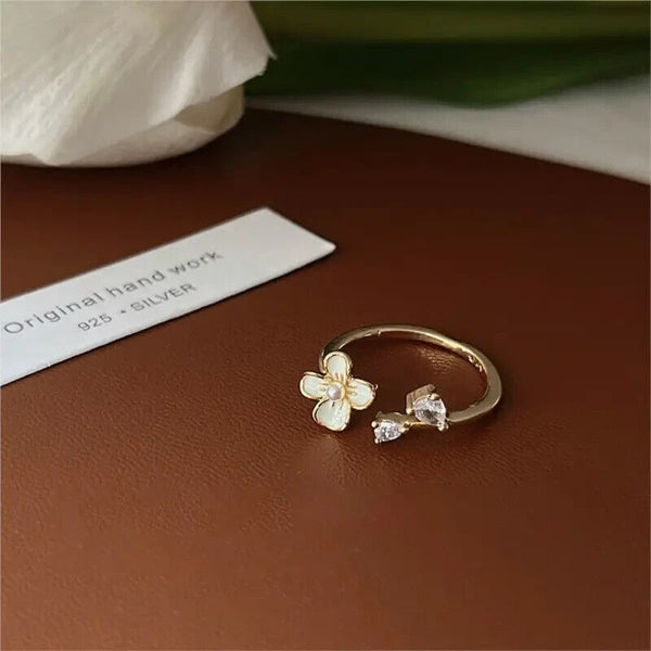 Ring Blumen Sterlingsilber 925 Zirkonia Anpassbar für alle Größen.