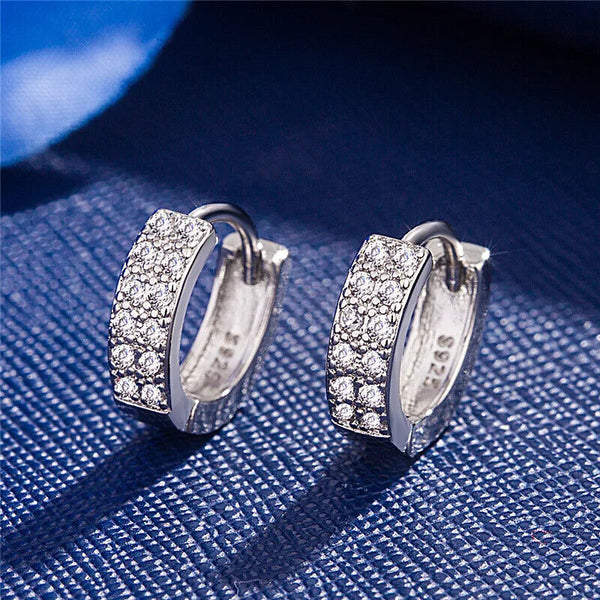 Creolen Rund Sterling Silber 925 Zirkonia Damen Kreis Ohrringe