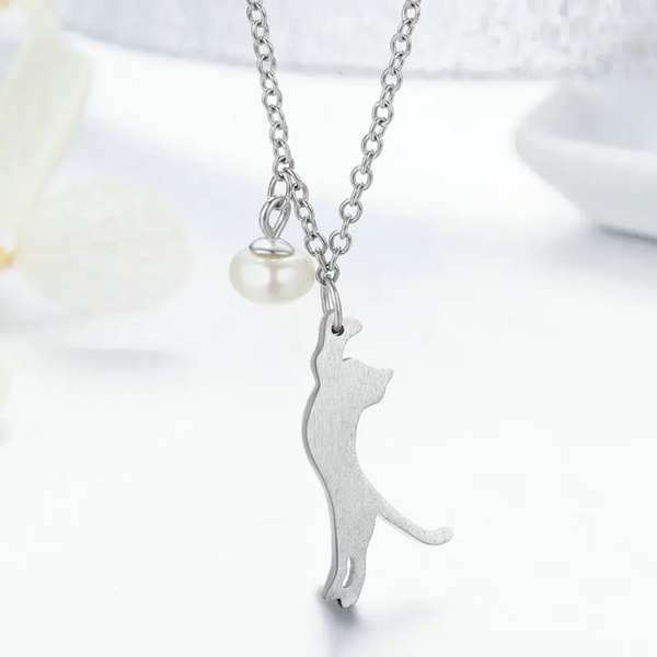 Halskette Katze Sterling Silber 925 Damen Mädchen Kinder Kette