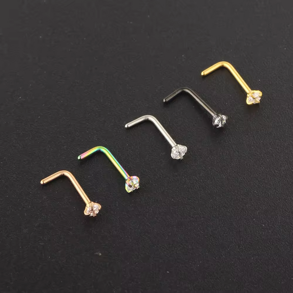 Nasenpiercing Nasenstecker Nasenring Rund Zirkonia Motiv L-Form 5 St / Set