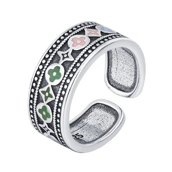 Damen Ring Figuren Sterlingsilber 925 geschwärzt Größenveränderbare