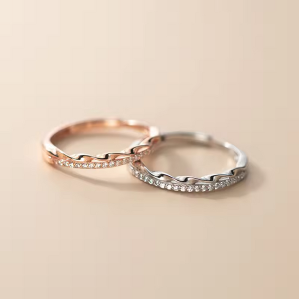 Damenring mit Zirkon-Doppelschicht, Sterling Silber 925 größenverstellbar