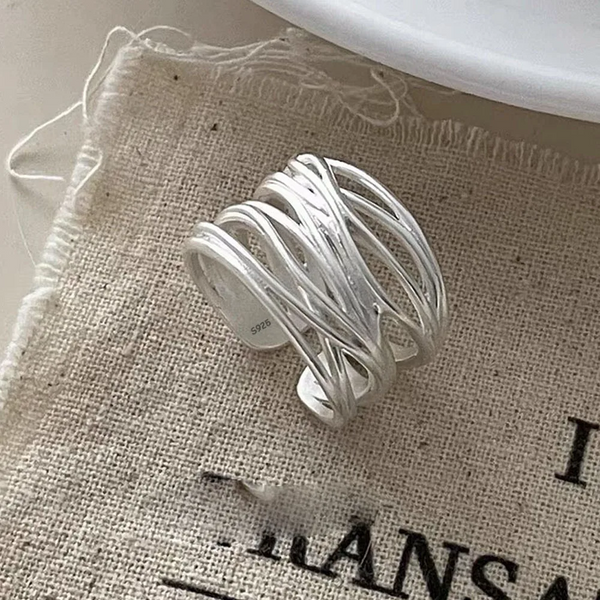 Damenring in mehreren Reihen, Sterling Silber 925 Offen