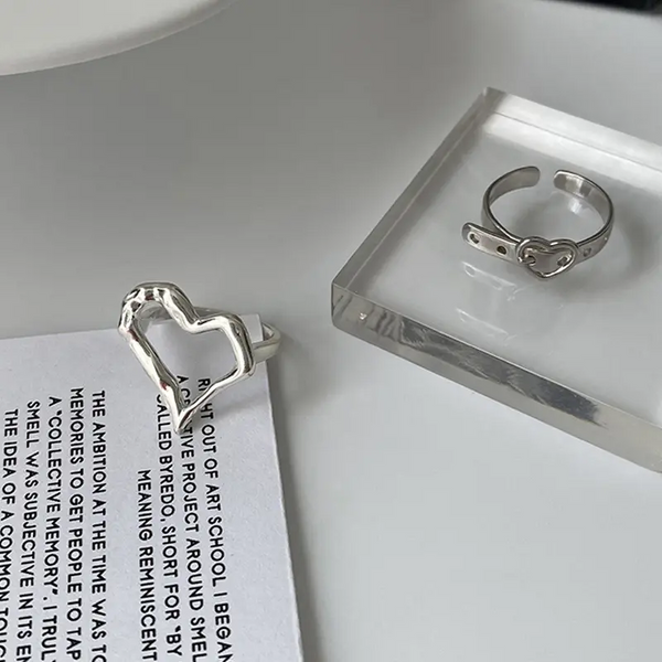 Offener Herzring, verstellbare Größe, für Damen und Mädchen Gold-Silber