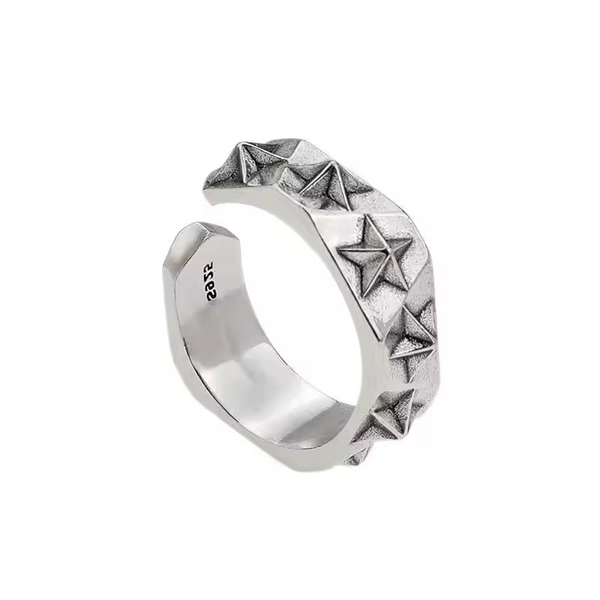 Schöner Ring mit Sterne-Motiv aus 925er Sterling-Silber Glatt größenverstellbar