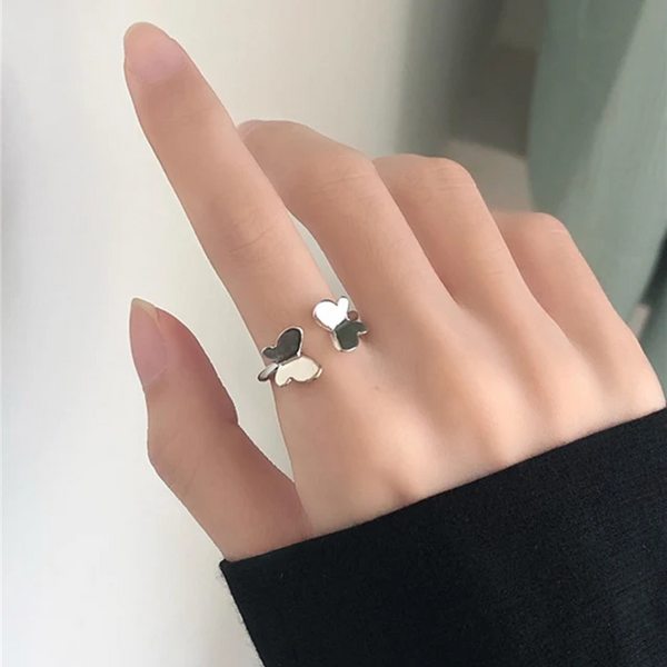 Ring mit zwei Schmetterlingen, Größe verstellbar für Mädchen und Damen