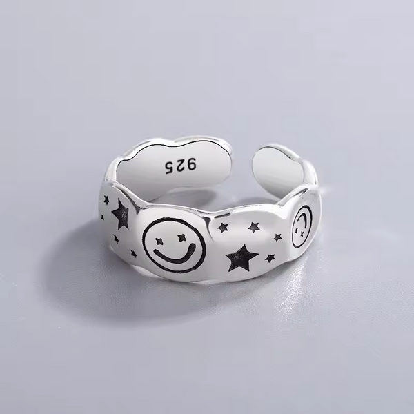Damen Ring Smile Sterlingsilber 925 Größenveränderbare 48-56