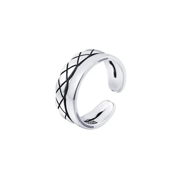 Geöffneter Reihen Sterling Silber 925 ring mit elegantem Rautenmuster