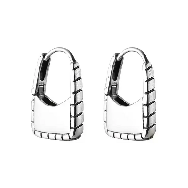 Moderne 925 Sterling Silber Ohrringe – Rechteckige Form mit Gravurkante