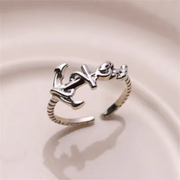 Ring für den Schalke-Finger mit Anker-Motiv, Sterling Silber 925, geschwärzt.