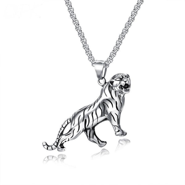 Tiertiger, Halskette, Kette, Edelstahl, silber, Herren, Herrenschmuck.