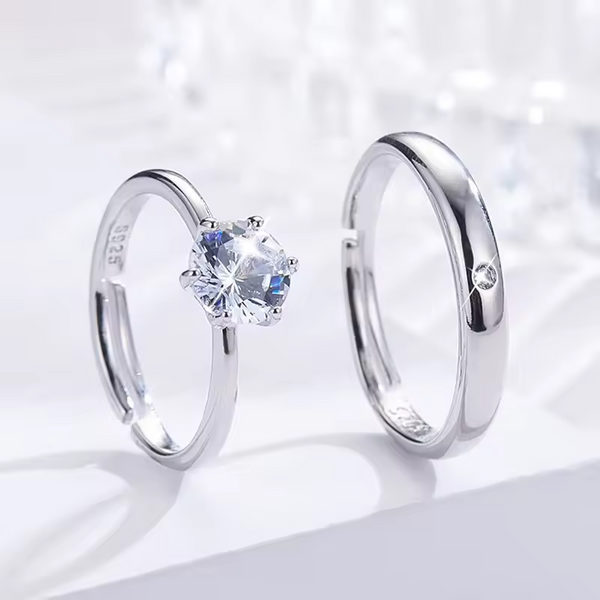 Zwei Partnerringe Zirkonia Silber 925 Ring Freundschaftsringe Trauringe