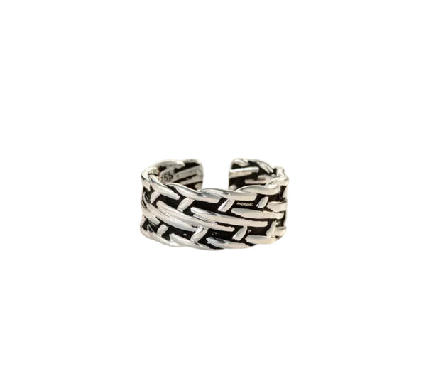 925 Silber – Geflochtenes Muster, Geschwärzt-Verstellbar, Vintage Kette Stil