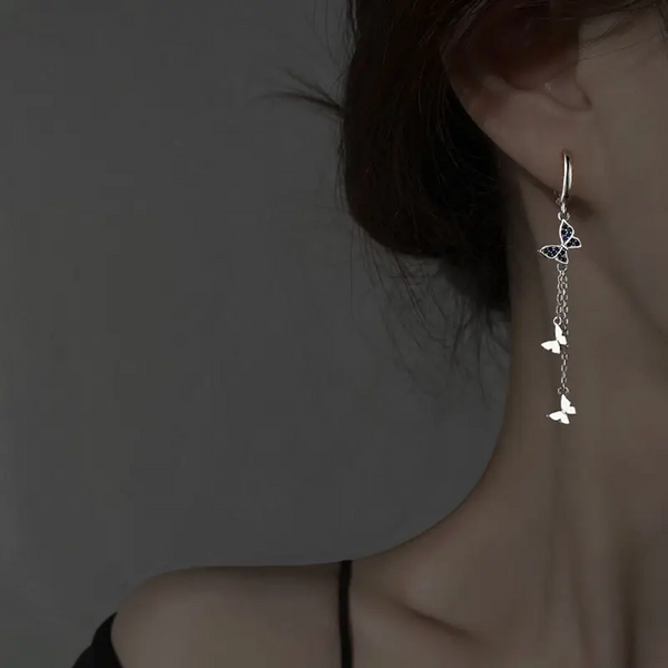 Creolen mit Schmetterling echt Sterling Silber 925 Zirkonia Damen Ohrringe