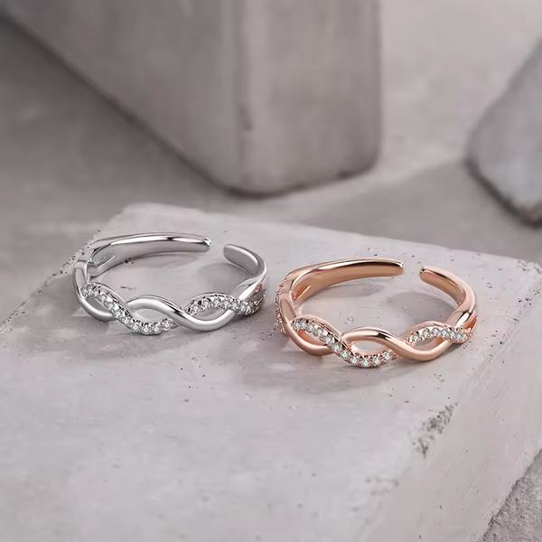 Damenring, verdreht, Sterling Silber 925, Zirkonia, Größe wählbar