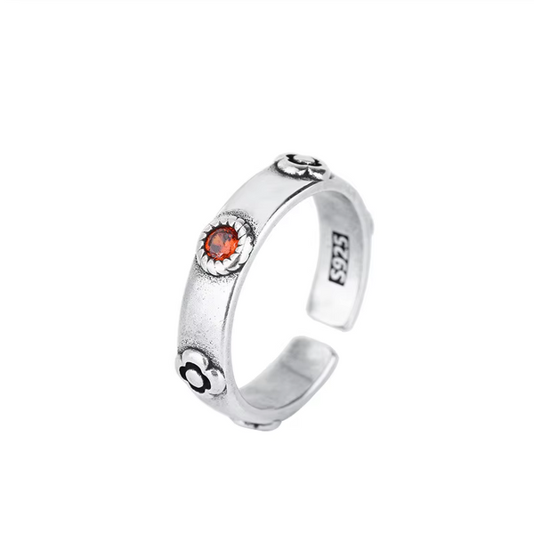 Ring Blumen Sterlingsilber 925 Zirkonia Größenverstellbar !!!