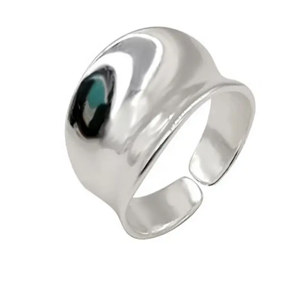 925 Silber Ring Damen – Breiter Verstellbarer Statement-Ring, Hochglanzpoliert
