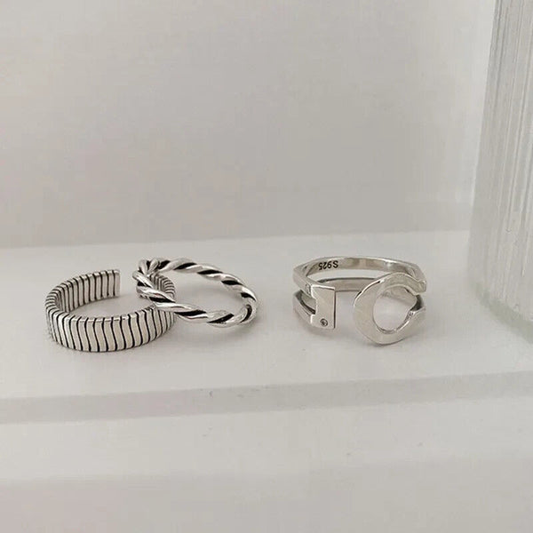 Ring Durchbrochen Silber 925 48-54 verstellbar Geschwärzt Damen Schmuck