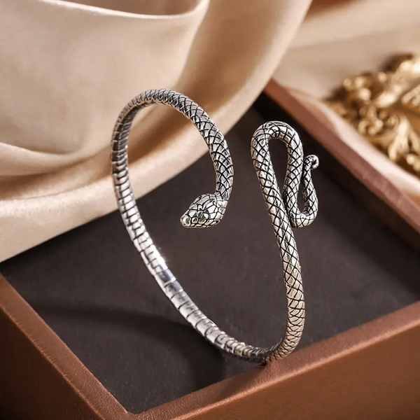Damen Armreif Schlange Sterling Silber 925 Geschwärzt Armband