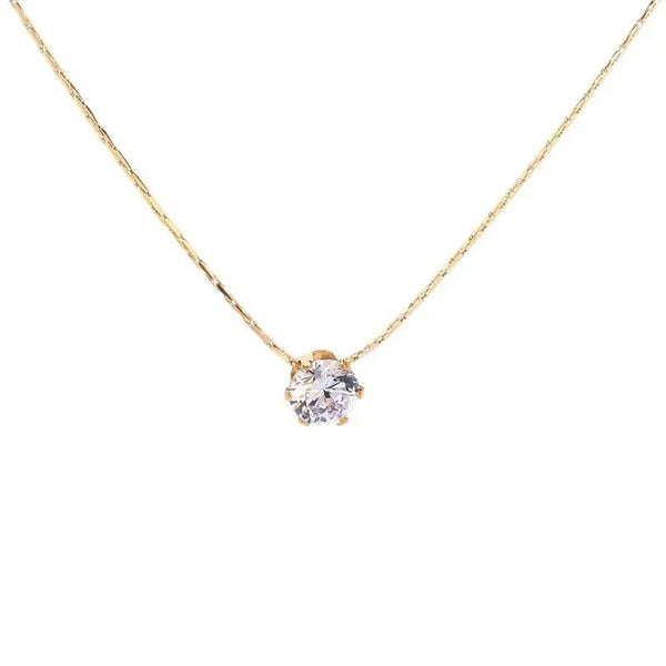 Damen Halskette Anhänger Rund aus Edelstahl und Zirkonia , Silber-Gold-Rosegold