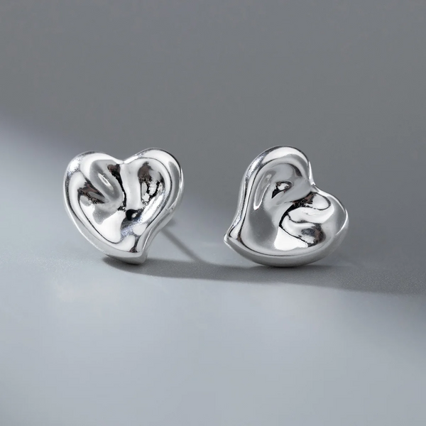 Ohrschmuck Sterlingsilber Damen Ohrringe Glatt Ohrstecker Herz 11 mm