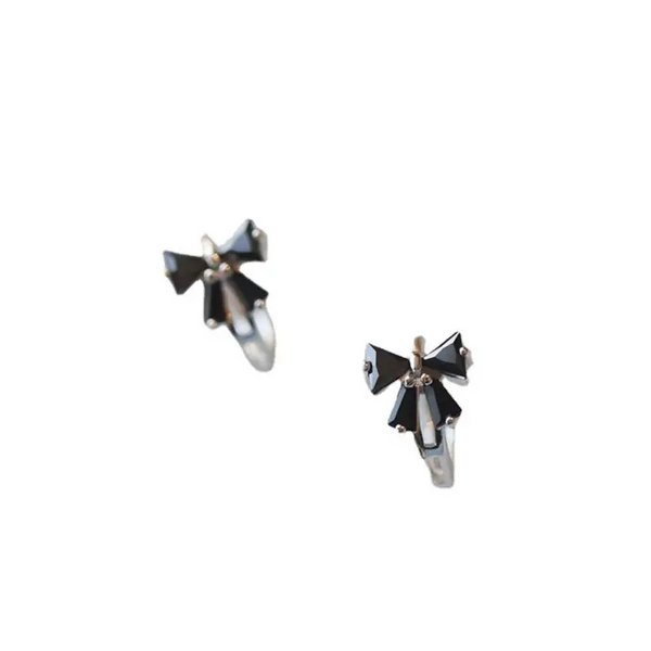 925 Sterling Silber Creolen Schwarzer Schleife – Verspielter & Eleganter Look