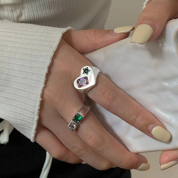 Herz Ring Sterlingsilber 925 Anpassbar für alle Größen Damenring