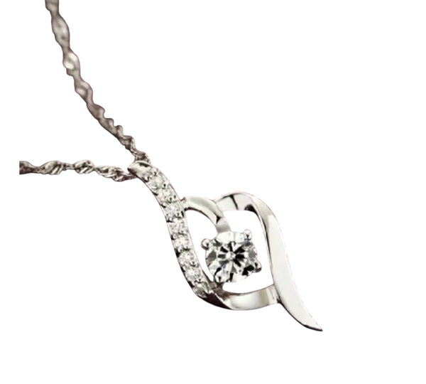 925 Sterling Silber Herzanhänger | Damenkette mit funkelndem Zirkonia
