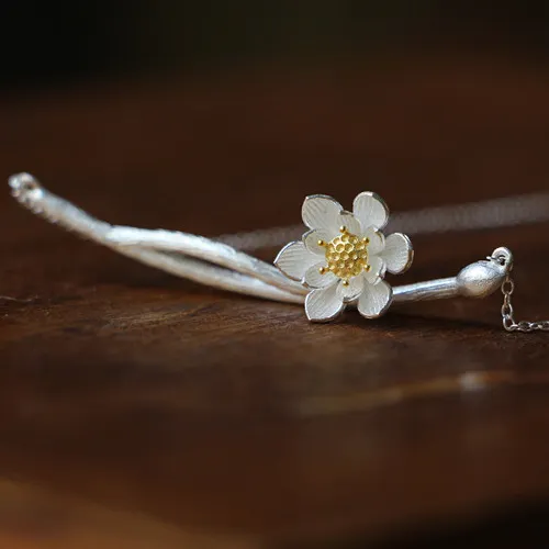 Damen Halskette Blumen Sterling Silber 925 Goldn Blümchen