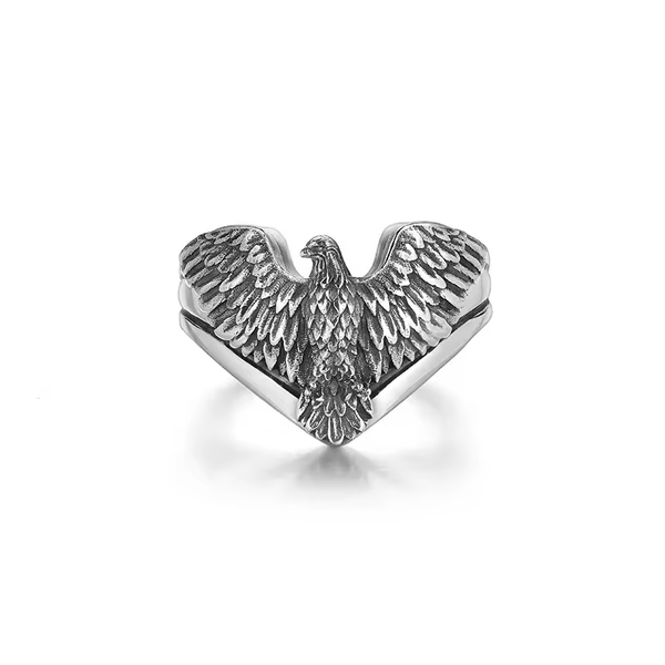 Damen- und Herrenring, Adler-motiv, Sterling Silber 925, geschwärzt, Offen