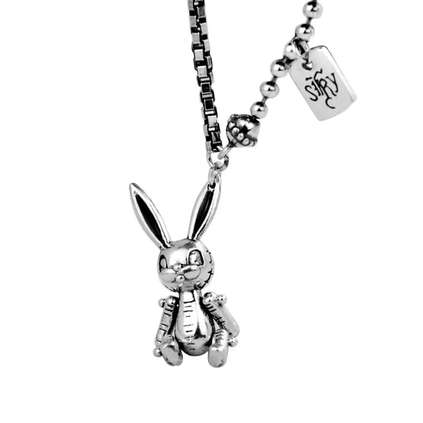 Halskette Kaninchen Sterling 925 Damen Mädchen Kinder Kette geschwärzt