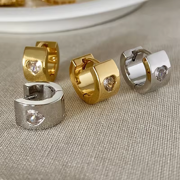 Creolen mit Herz aus Zirkonia 925 Sterlingsilber Damen Mädchen Ohrringe