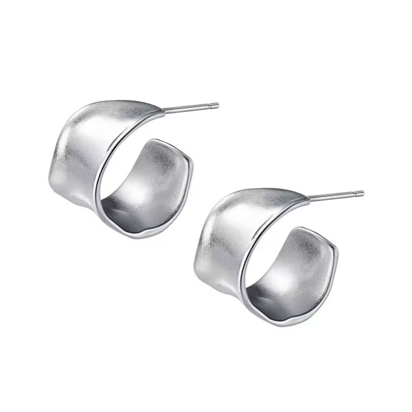 Geschwungene 925er Silber Creole & Ohrstecker –  Silber, Moderne Ohrringe