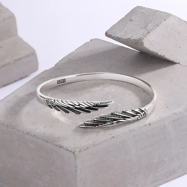 Armreifen Engelsflügel Sterling Silber 925 Geschwärzt Damen Armband